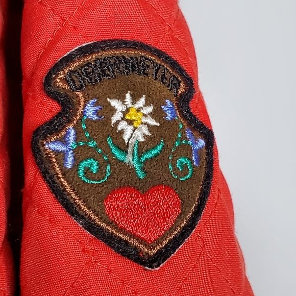 Vintage Obermeyer Red Ski Jacket Quilted faux fur lined hood‎ arm patch size 10 - Picture 4 of 13